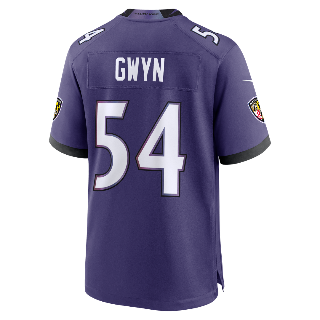 Men's Baltimore Ravens Jovaughn Gwyn Purple Team Game NFL Football Jersey - view 3