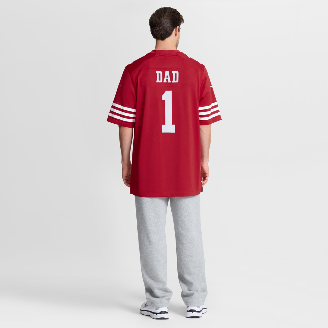 Men's San Francisco 49ers Number 1 Dad Scarlet Game NFL Football Jersey - view 8