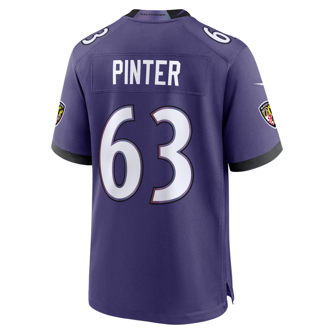 Men's Baltimore Ravens Danny Pinter Purple Team Game NFL Football Jersey - view 3