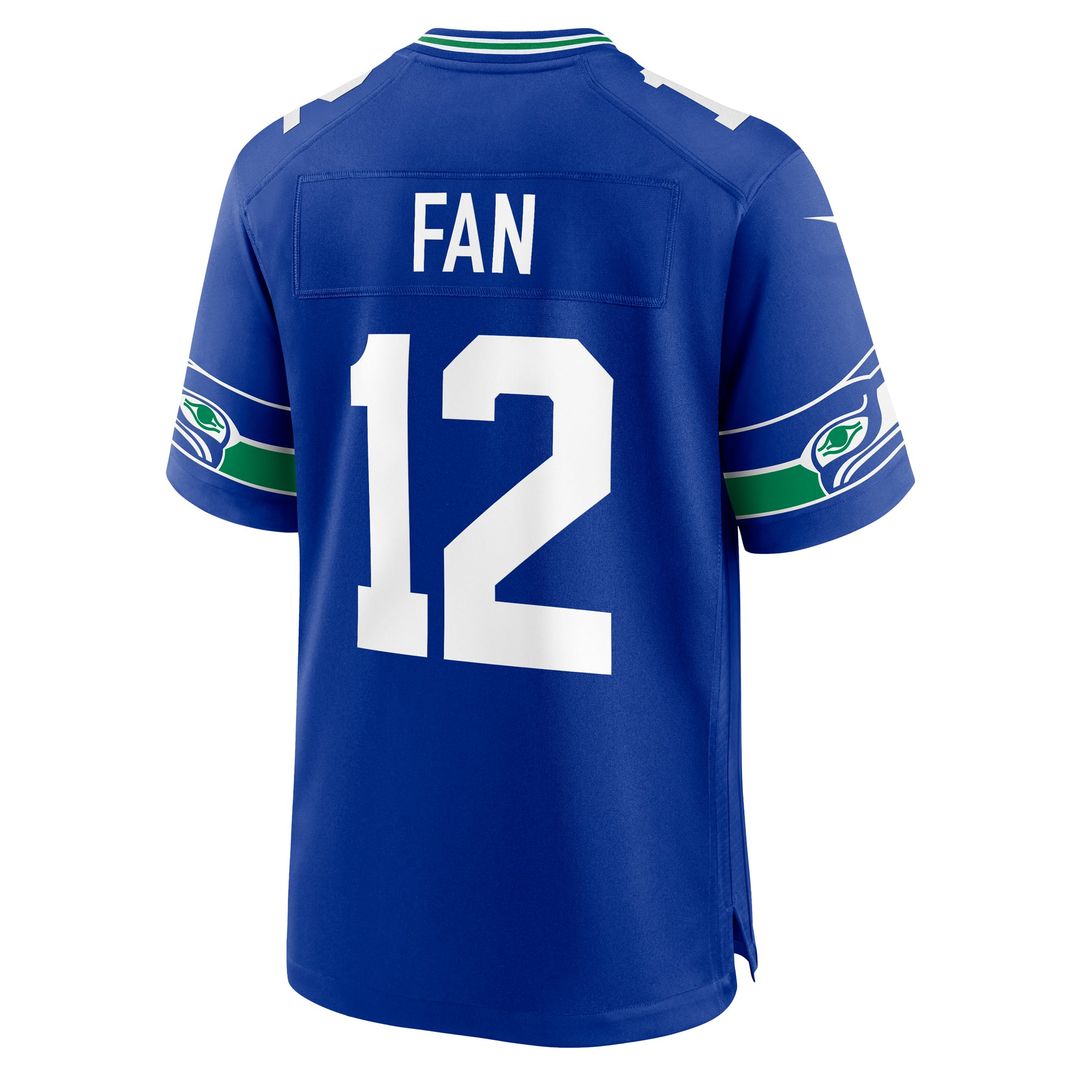 Men's Seattle Seahawks 12s Royal Throwback Player Game NFL Football Jersey - view 3