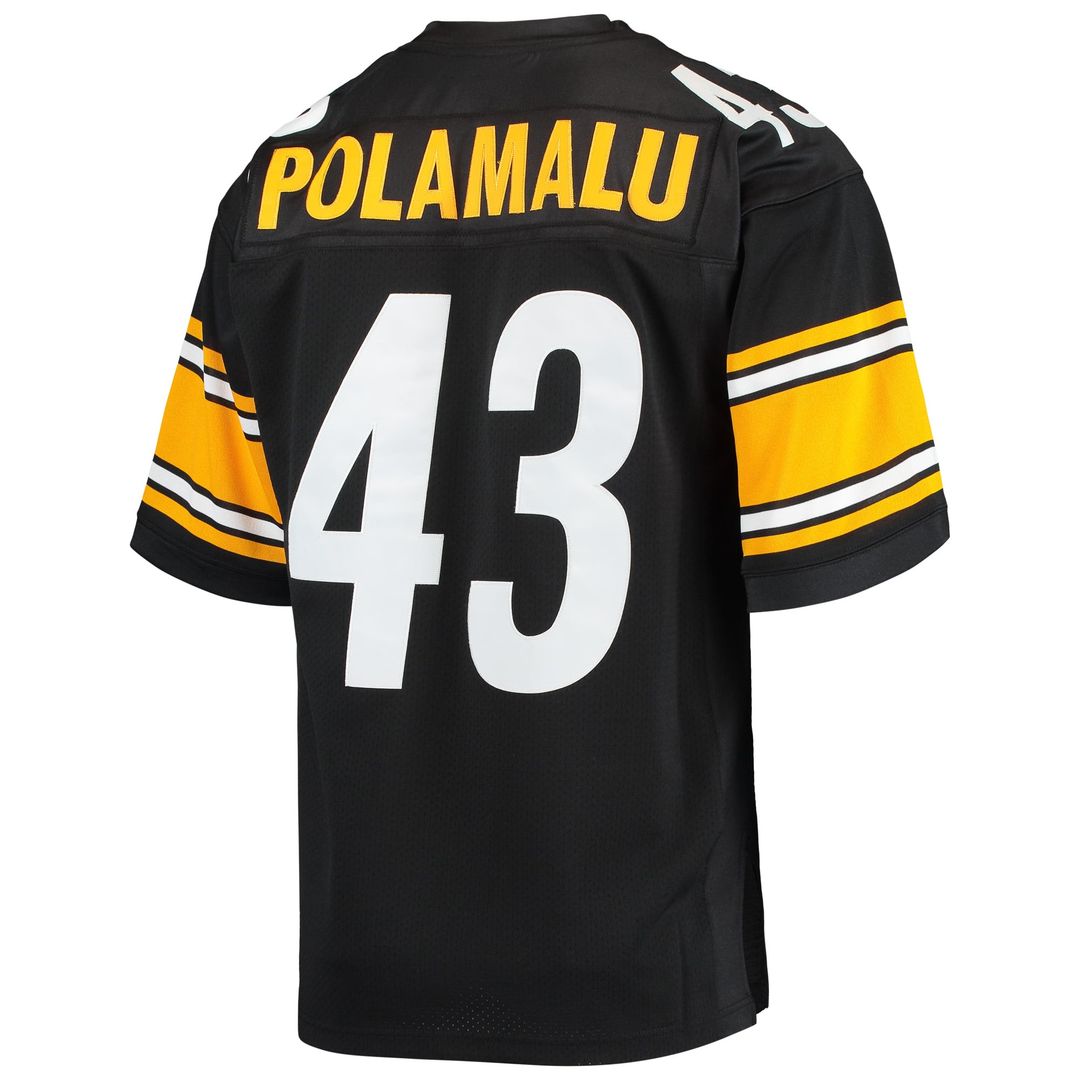Men's Pittsburgh Steelers 2007 Troy Polamalu Black Throwback NFL Football Jersey - view 3