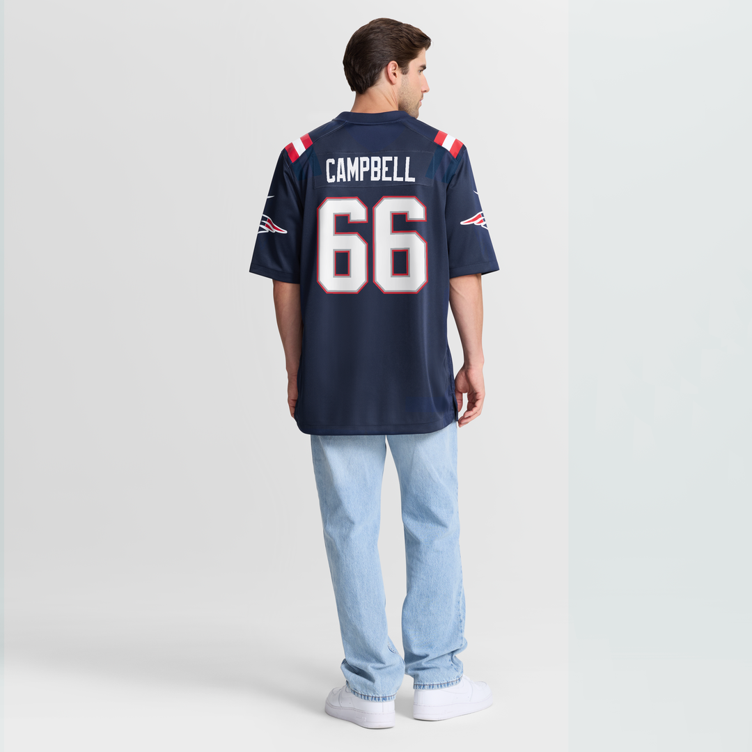 Men's New England Patriots Will Campbell Navy Team Game NFL Football Jersey - view 5