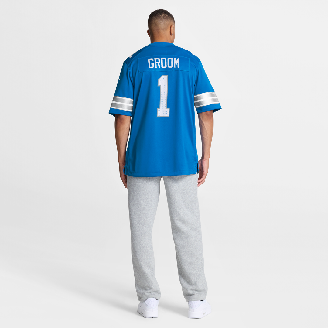 Men's Detroit Lions Number 1 Groom Blue Game NFL Football Jersey - view 8