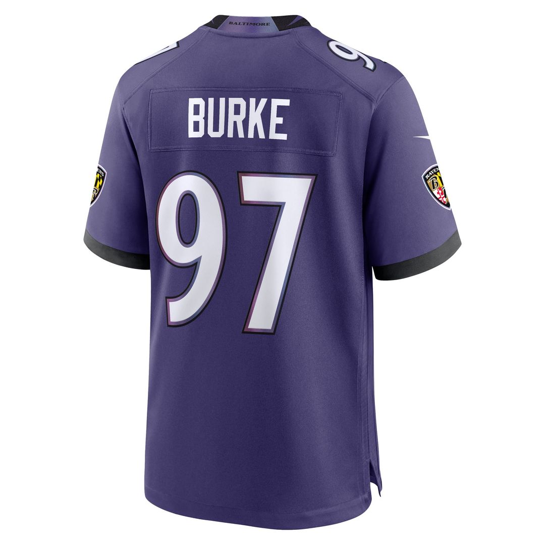 Men's Baltimore Ravens Ethan Burke Purple Team Game NFL Football Jersey - view 3