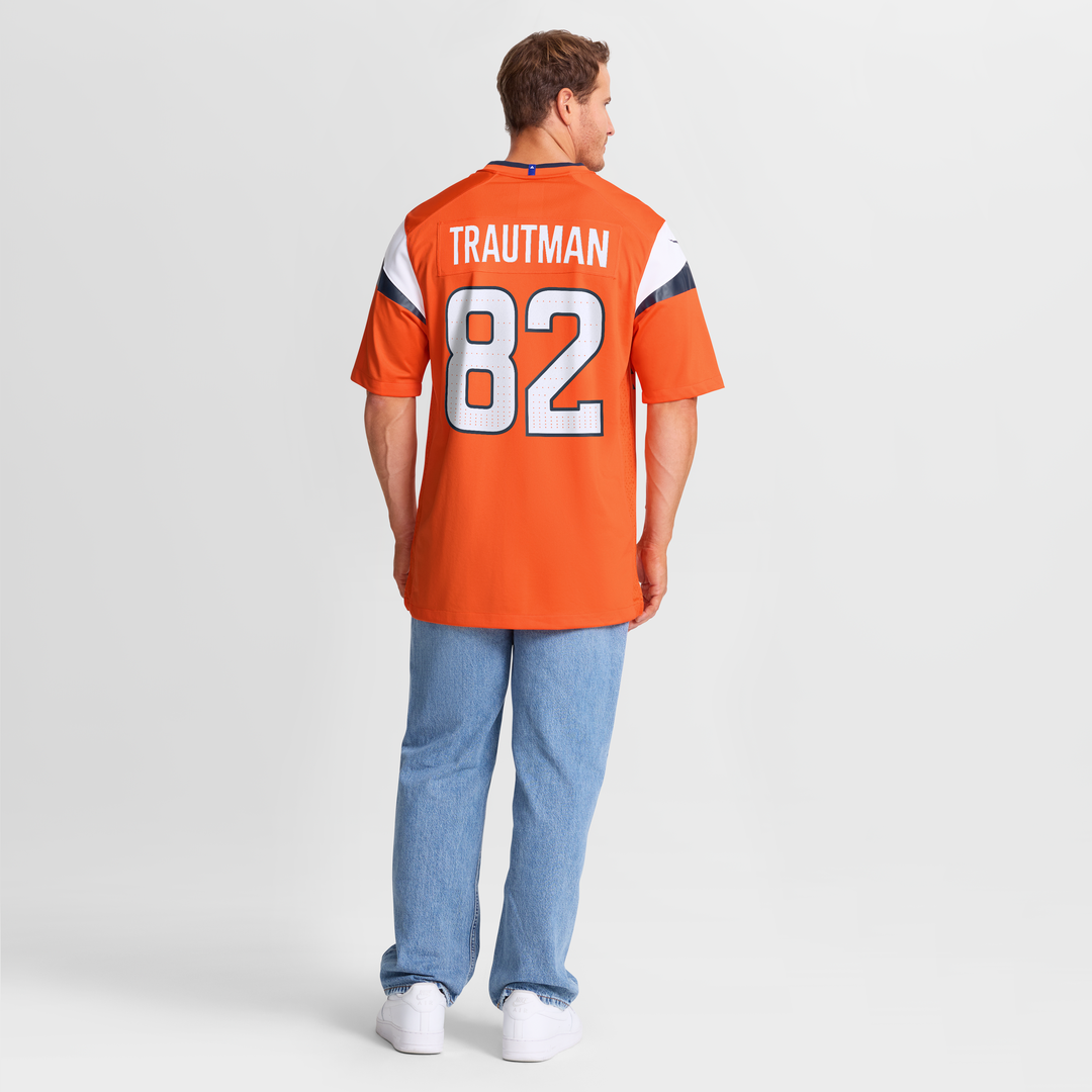 Men's Denver Broncos Adam Trautman Orange Team Game NFL Football Jersey - view 8