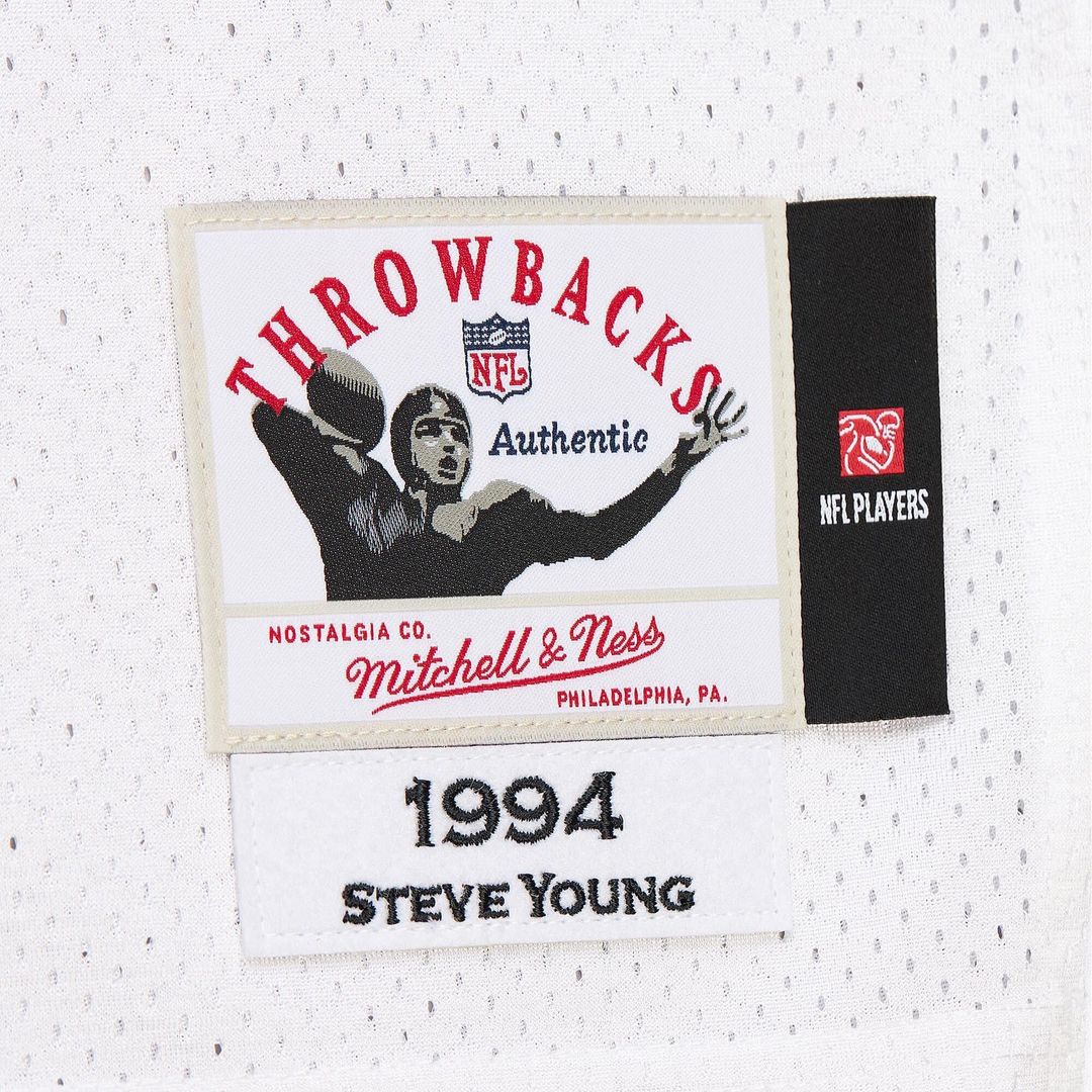 Men's San Francisco 49ers 1994 Steve Young White Throwback NFL Football Jersey - view 7