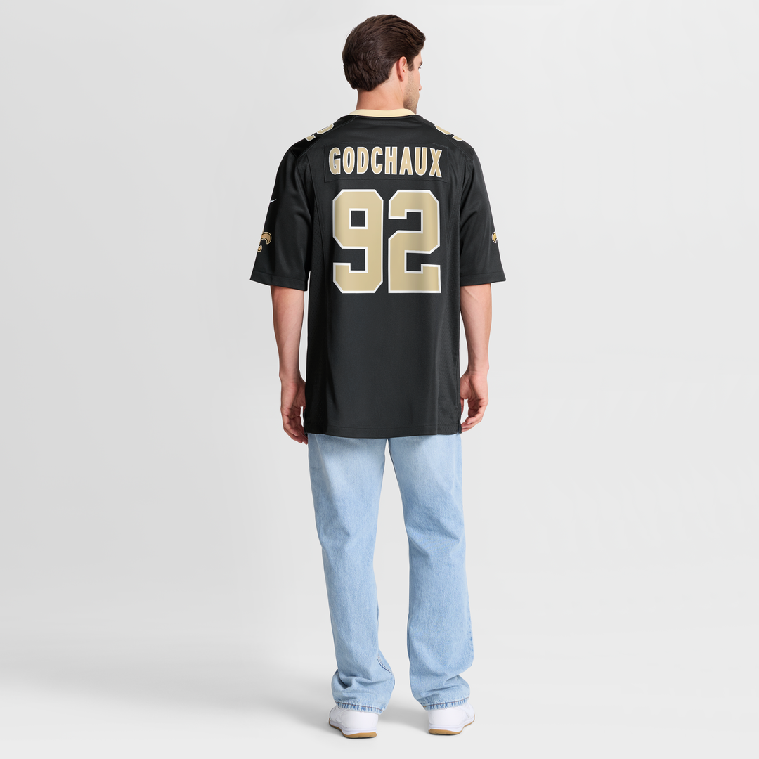Men's New Orleans Saints Davon Godchaux Black Team Game NFL Football Jersey - view 8