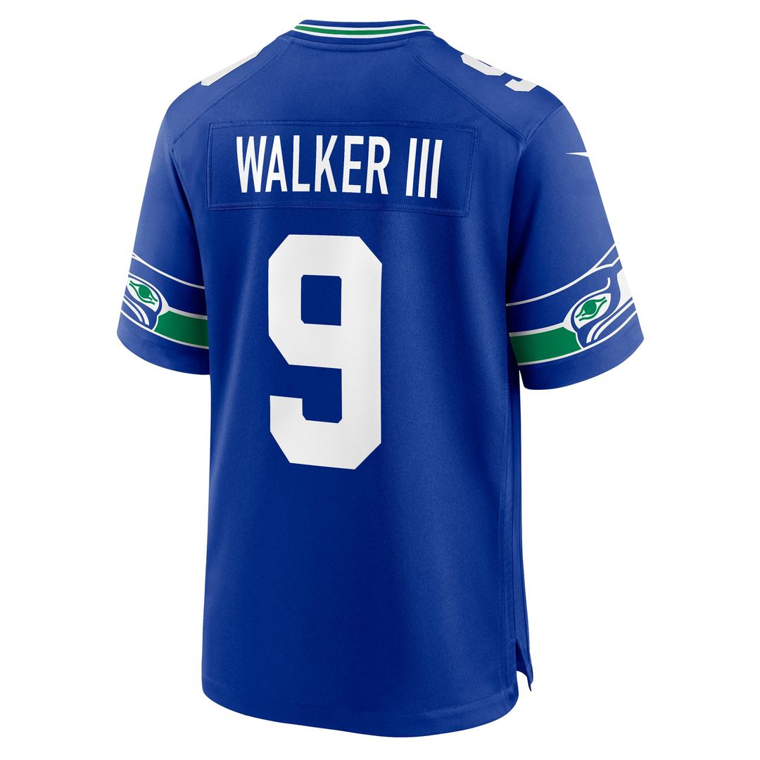 Men's Seattle Seahawks Kenneth Walker III Royal Throwback Player Game NFL Football Jersey - view 3