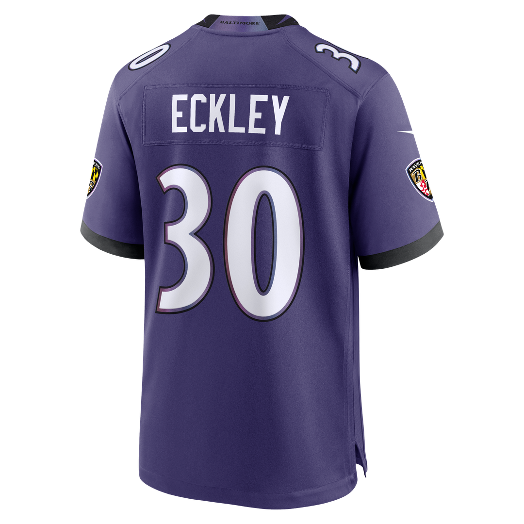 Men's Baltimore Ravens Ryan Eckley Purple Team Game NFL Football Jersey - view 3