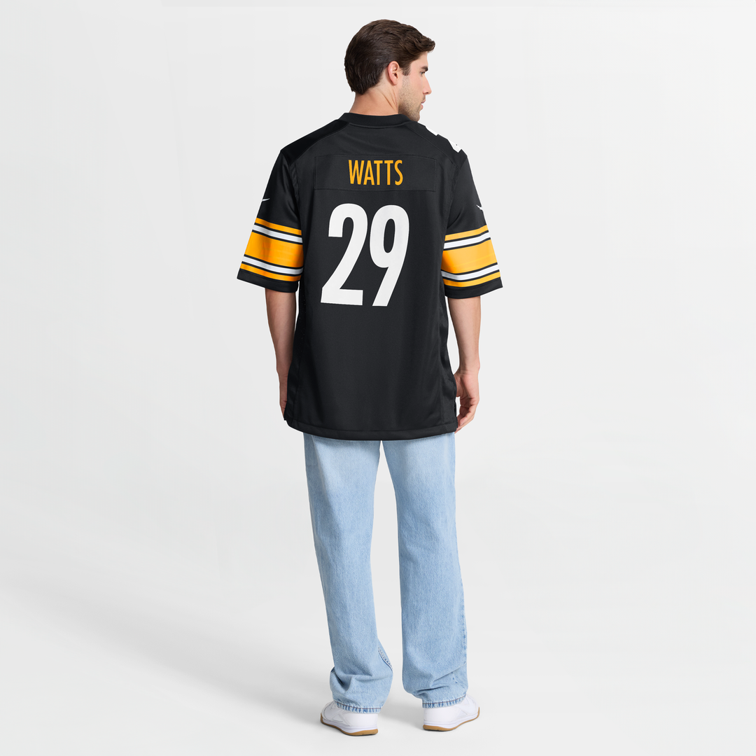 Men's Pittsburgh Steelers Ryan Watts Black Game NFL Football Jersey - view 8