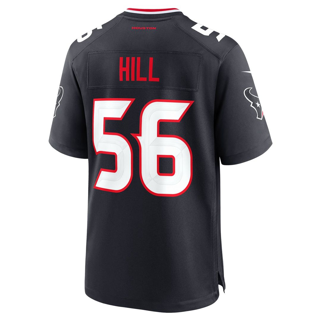 Men's Houston Texans Jamal Hill Navy Team Game NFL Football Jersey - view 3