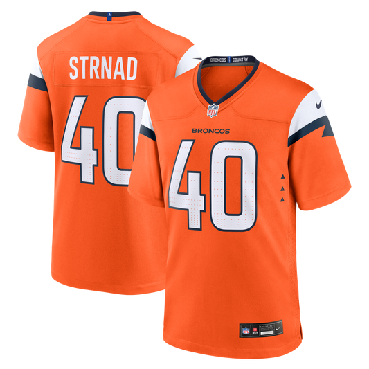 Men's Denver Broncos Justin Strnad Orange Team Game NFL Football Jersey - view 1