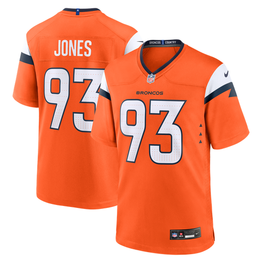 Men's Denver Broncos D.J. Jones Orange Team Game NFL Football Jersey - view 1