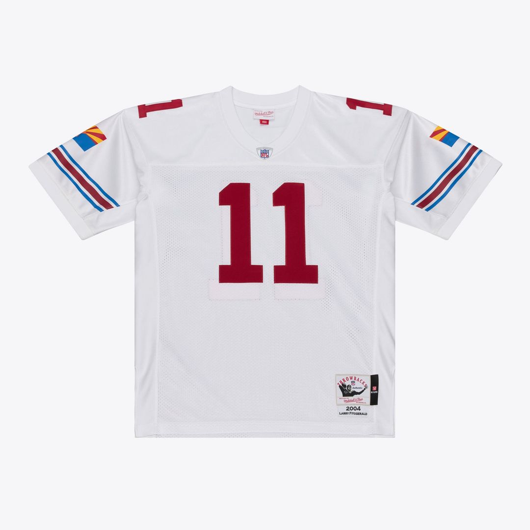Men's Arizona Cardinals Larry Fitzgerald White 2004 Throwback NFL Football Jersey - view 2