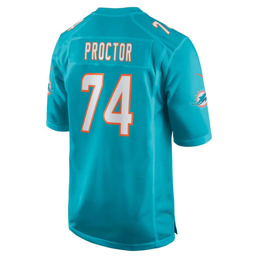 Men's Miami Dolphins Kadyn Proctor Aqua Team Game NFL Football Jersey - view 3