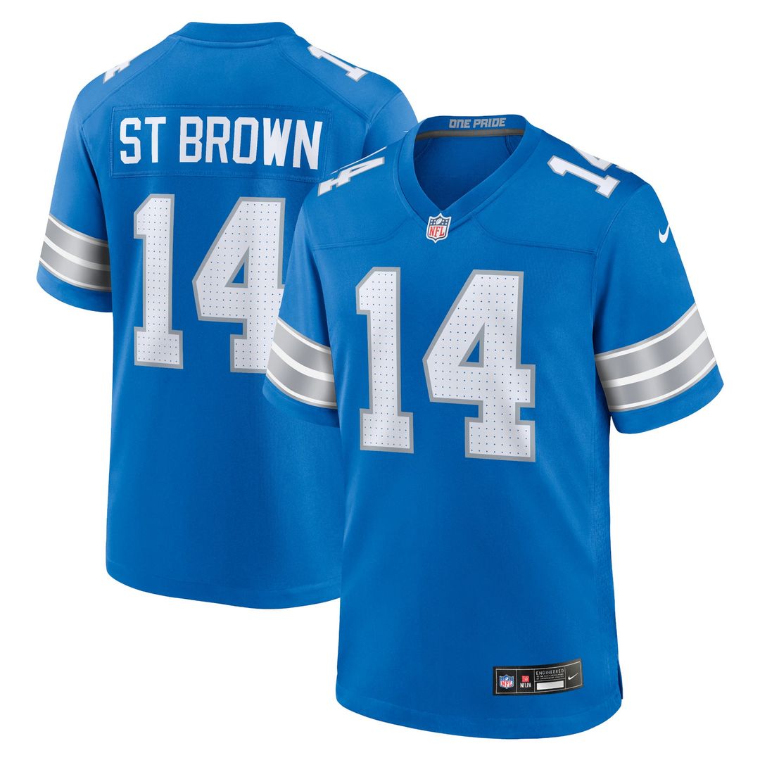 Men's Detroit Lions Amon-Ra St. Brown Blue Game NFL Football Jersey - view 1