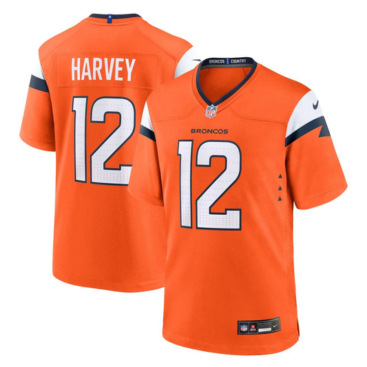 Men's Denver Broncos RJ Harvey Orange Team Game NFL Football Jersey - view 1