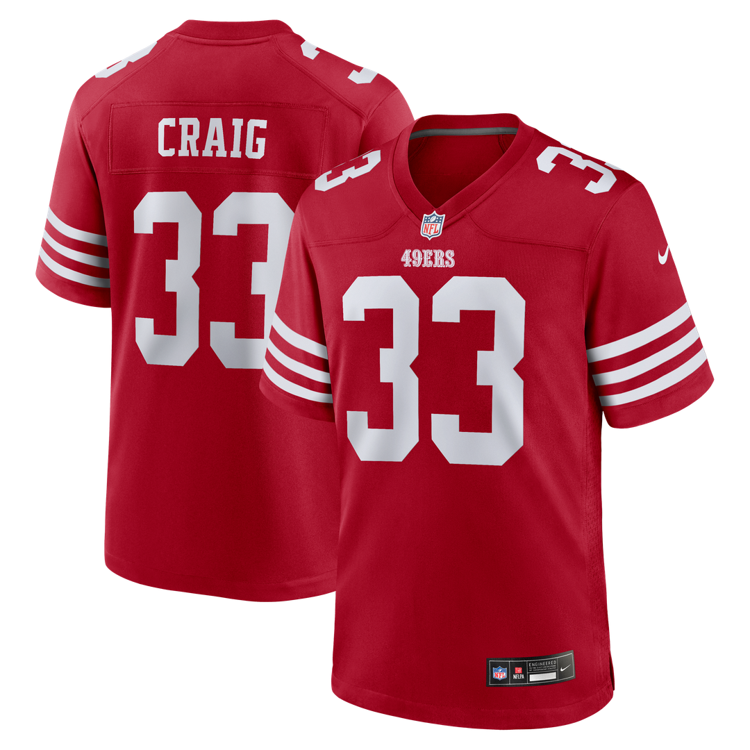 Men's San Francisco 49ers Roger Craig Scarlet Team Retired Game NFL Football Jersey - view 1