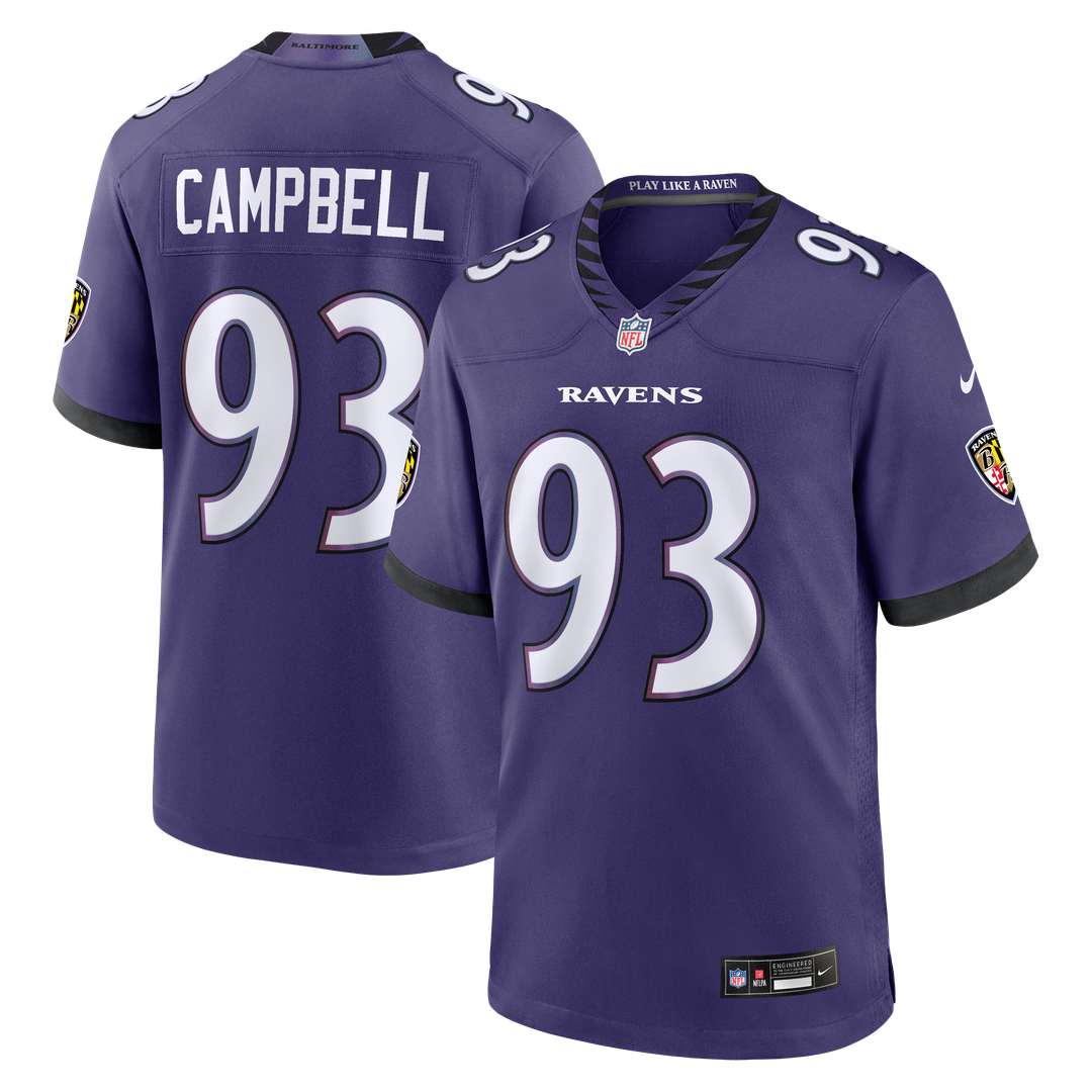Men's Baltimore Ravens Calais Campbell Purple Team Game NFL Football Jersey - view 1