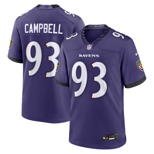 Men's Baltimore Ravens Calais Campbell Purple Team Game NFL Football Jersey - view 1