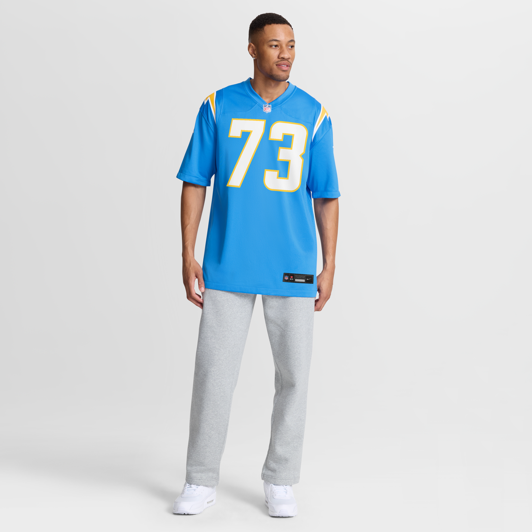 Men's Los Angeles Chargers Mekhi Becton Powder Blue Team Game NFL Football Jersey - view 7