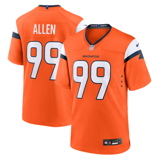Men's Denver Broncos Zach Allen Orange Team Game NFL Football Jersey - view 1