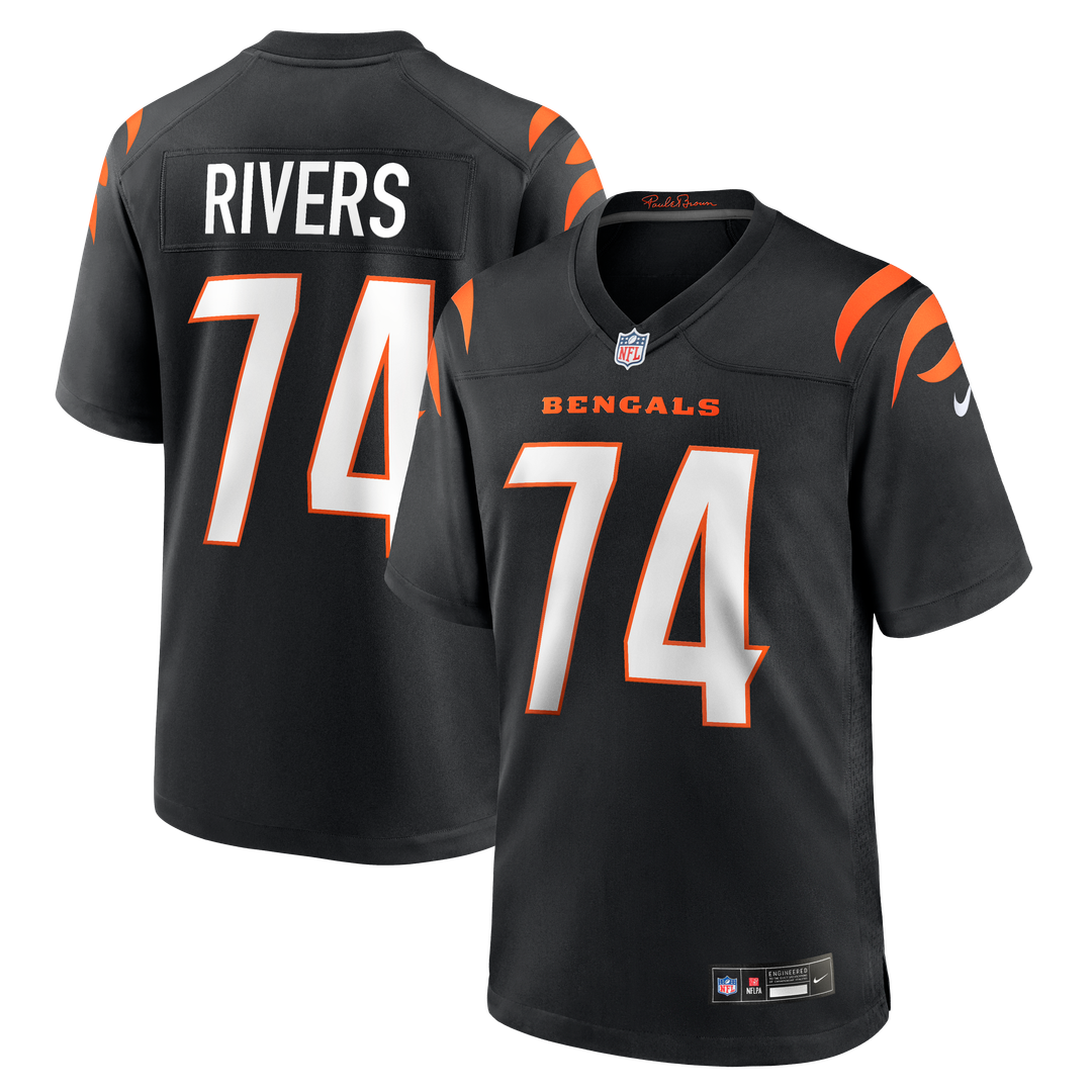 Men's Cincinnati Bengals Jalen Rivers Black Team Game NFL Football Jersey - view 1