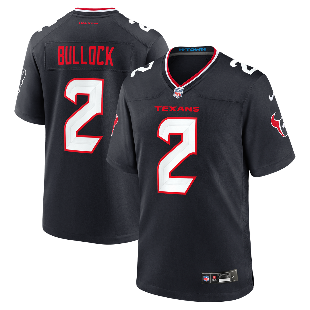 Men's Houston Texans Calen Bullock Navy Team Game NFL Football Jersey - view 1
