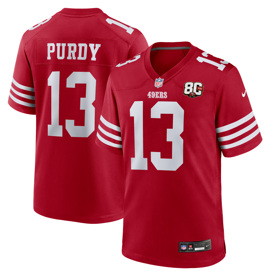 Men's San Francisco 49ers Brock Purdy White 80th Anniversary Game NFL Football Jersey - view 7