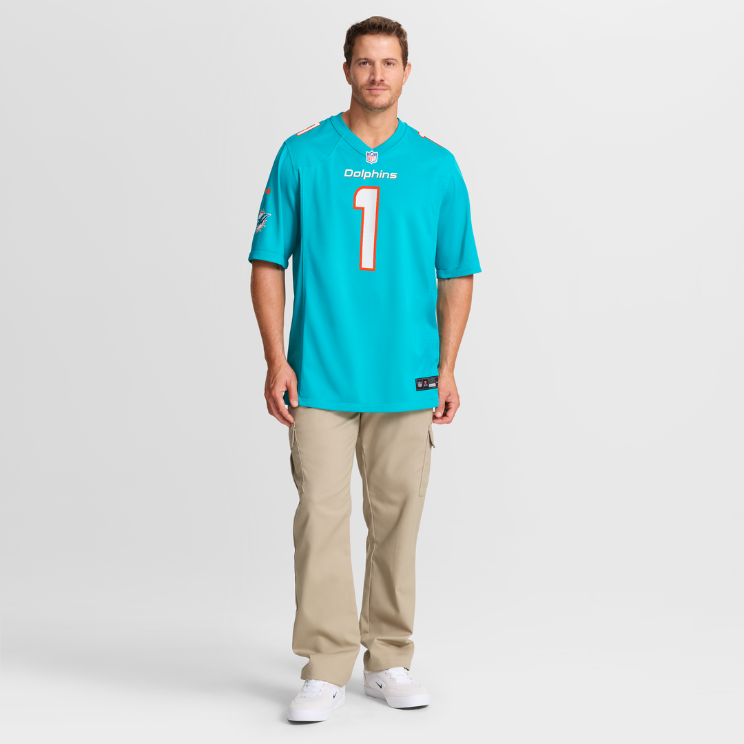 Men's Miami Dolphins Chris Johnson Aqua Team Game NFL Football Jersey - view 4