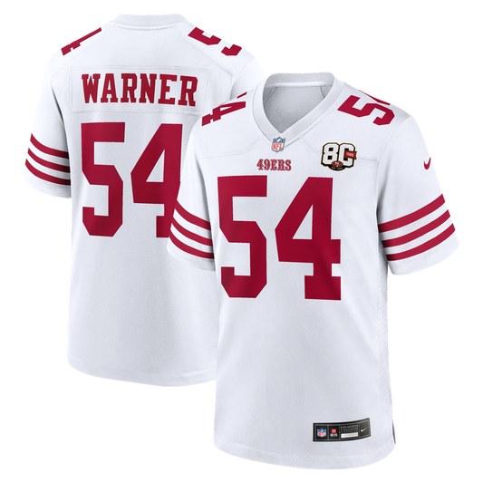 Men's San Francisco 49ers Fred Warner White 80th Anniversary Game NFL Football Jersey - view 1