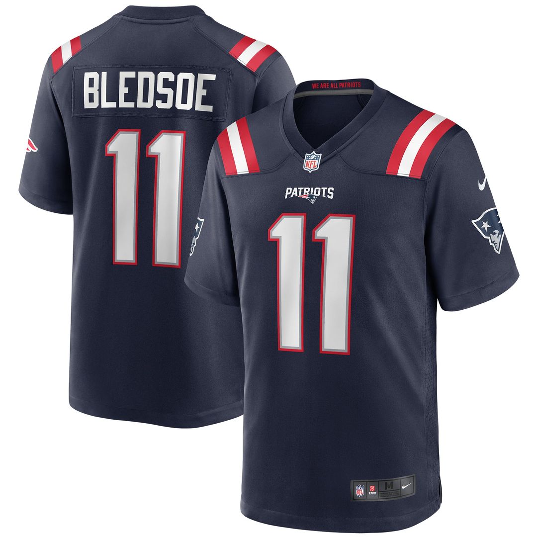 Men's New England Patriots Drew Bledsoe Navy Game NFL Football Jersey - view 1