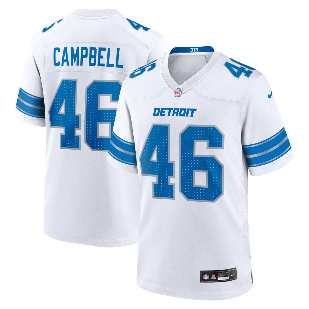 Men's Detroit Lions Jack Campbell White White Game NFL Football Jersey - view 4