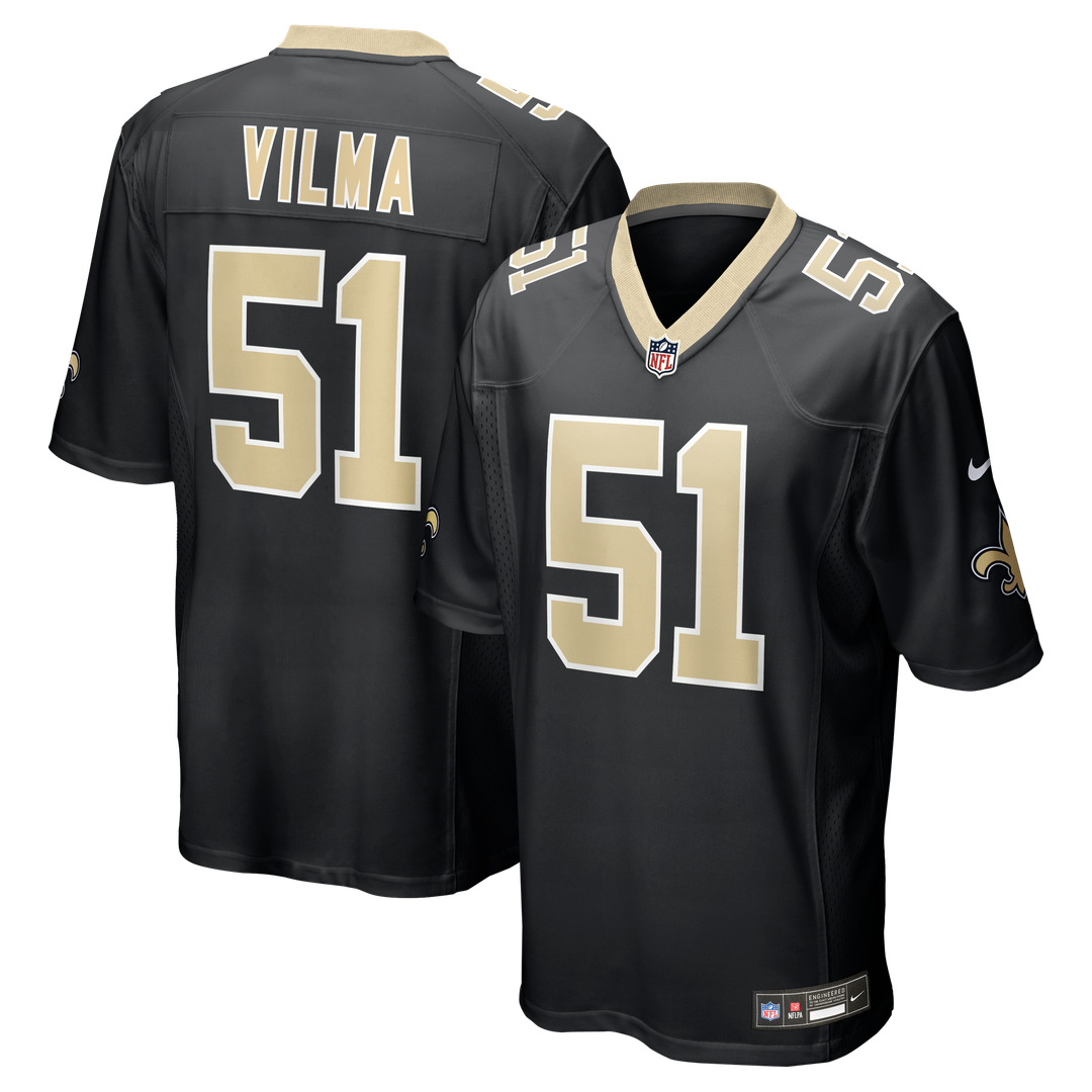 Men's New Orleans Saints Jonathan Vilma Black Game NFL Football Jersey - view 1
