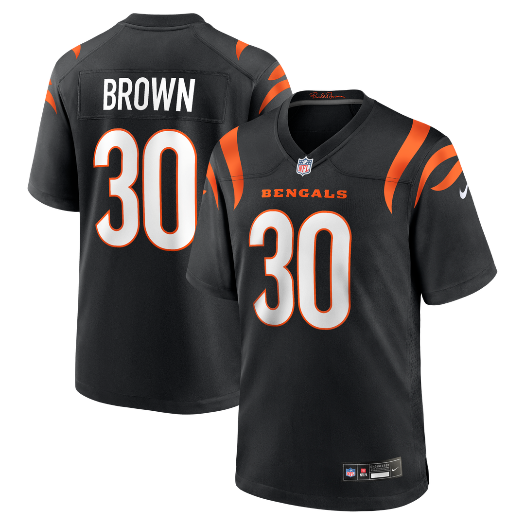 Men's Cincinnati Bengals Chase Brown Black Team Game NFL Football Jersey - view 1
