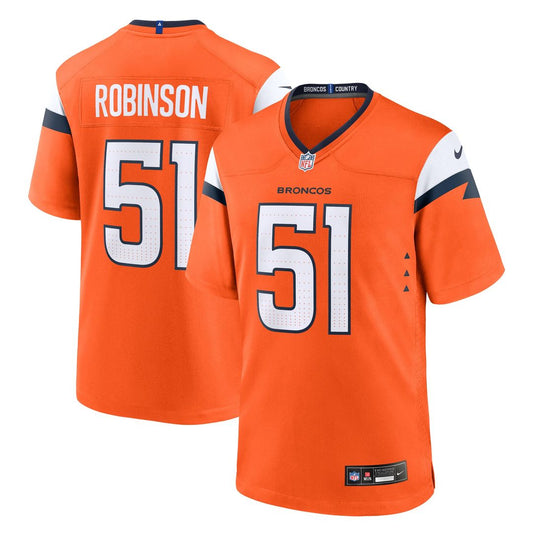 Men's Denver Broncos Que Robinson Orange Team Game NFL Football Jersey - view 1