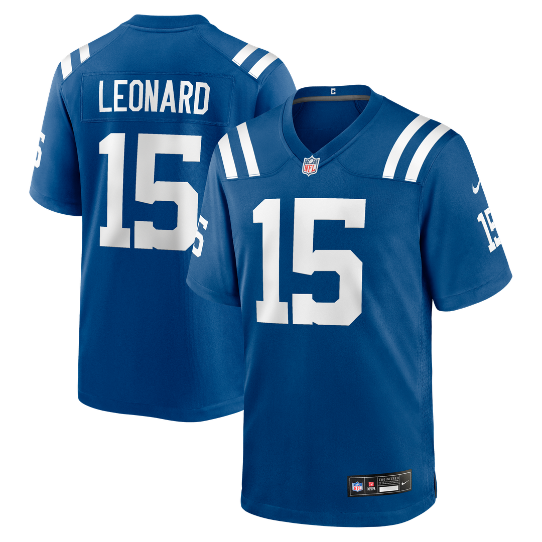 Men's Indianapolis Colts Riley Leonard Royal Team Game NFL Football Jersey - view 1