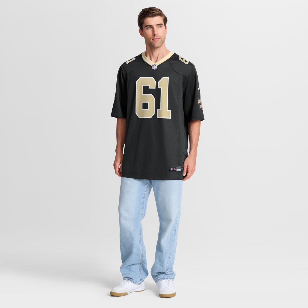 Men's New Orleans Saints Drew Desjarlais Black Game NFL Football Jersey - view 7