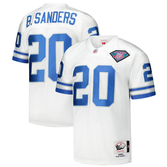 Men's Detroit Lions 1994 Barry Sanders White Throwback NFL Football Jersey - view 1