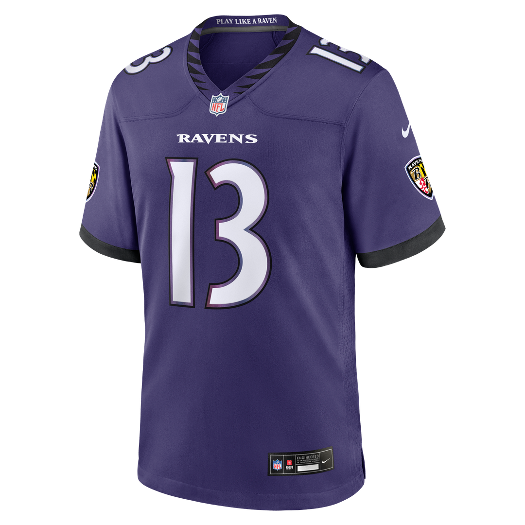 Men's Baltimore Ravens Elijah Sarratt Purple Team Game NFL Football Jersey - view 2