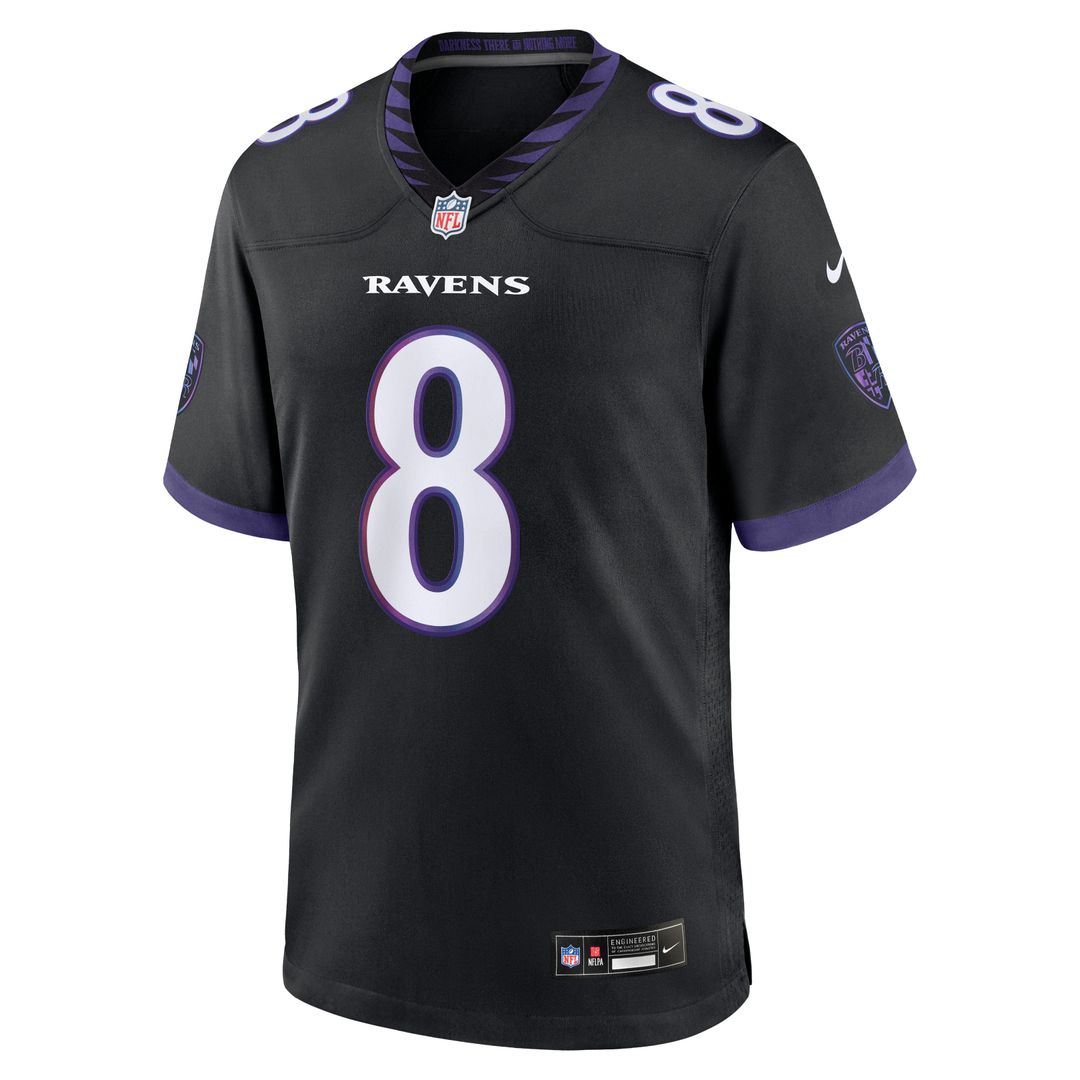 Men's Baltimore Ravens Lamar Jackson Black Alternate Game NFL Football Jersey - view 2