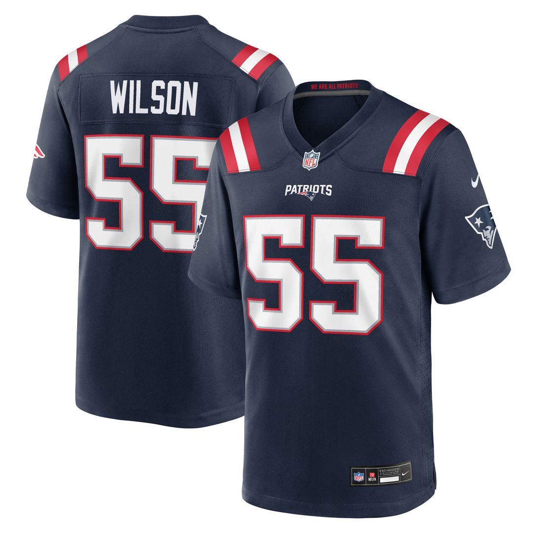 Men's New England Patriots Jared Wilson Navy Team Game NFL Football Jersey - view 1