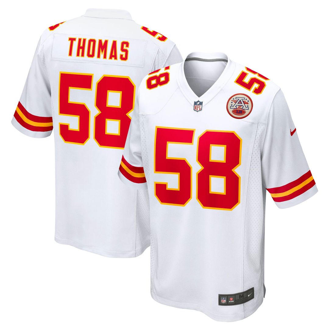 Men's Kansas City Chiefs Derrick Thomas White Retired Player Game NFL Football Jersey - view 1