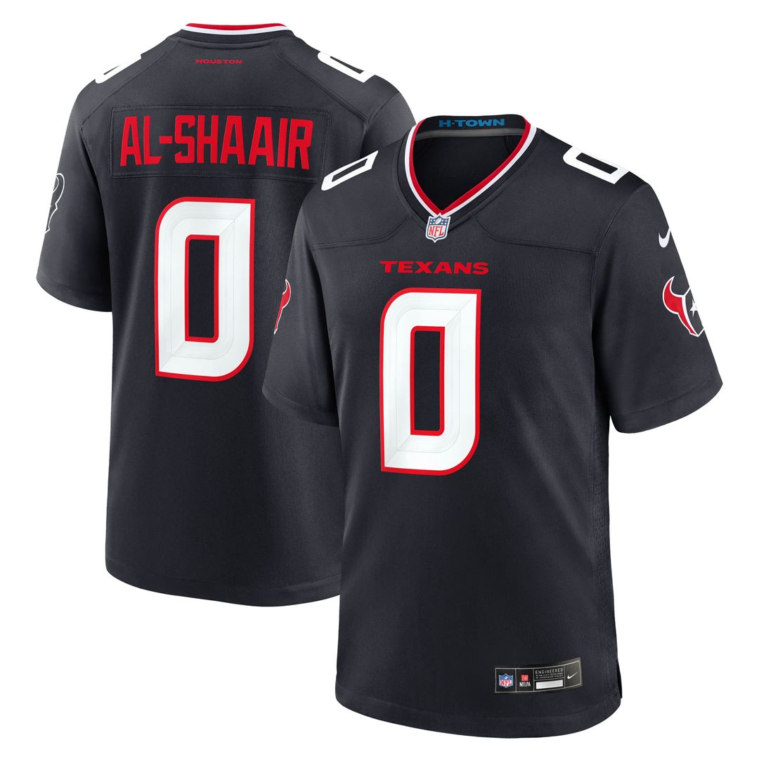 Men's Houston Texans Azeez Al-Shaair Navy Team Game NFL Football Jersey - view 1