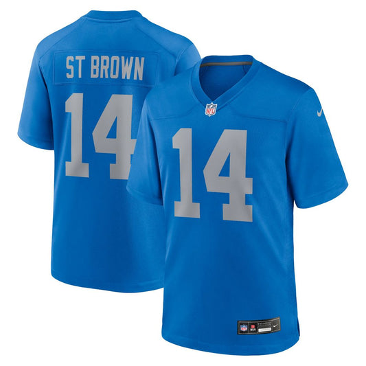 Men's Detroit Lions Amon-Ra St. Brown Blue Alternate Game NFL Football Jersey - view 1