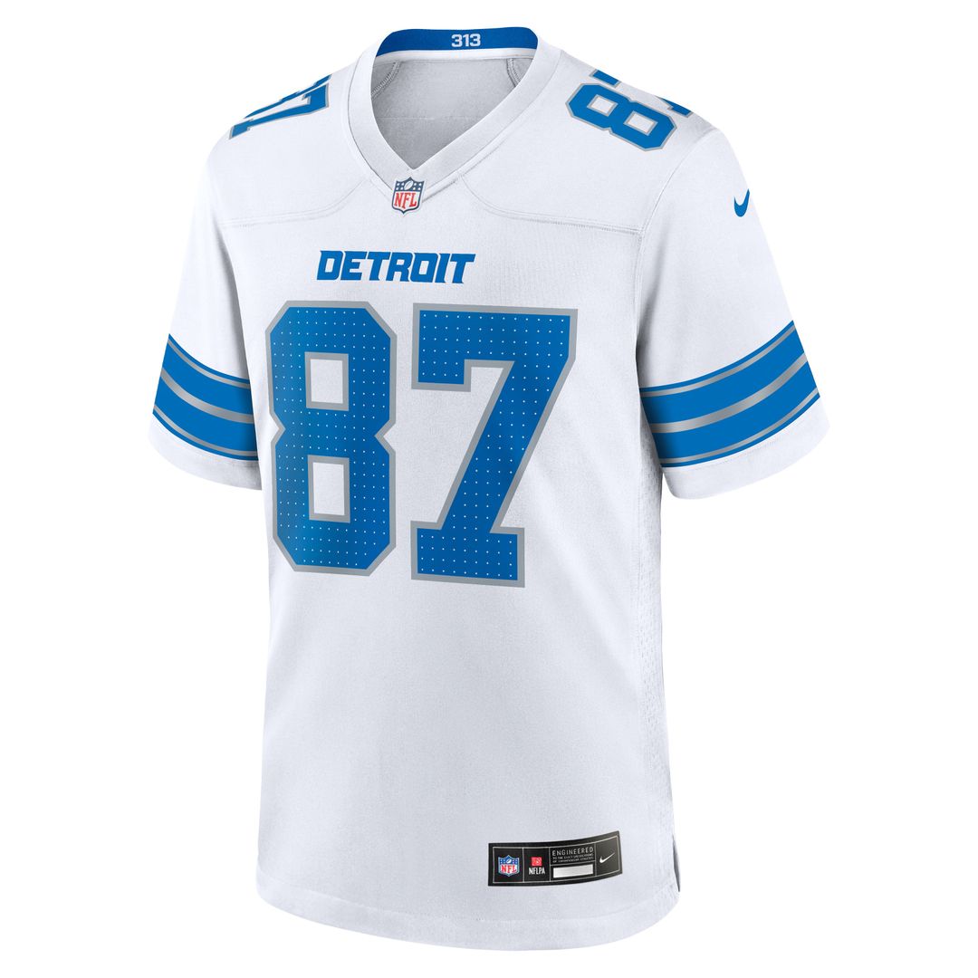 Men's Detroit Lions Sam LaPorta White White Game NFL Football Jersey - view 5