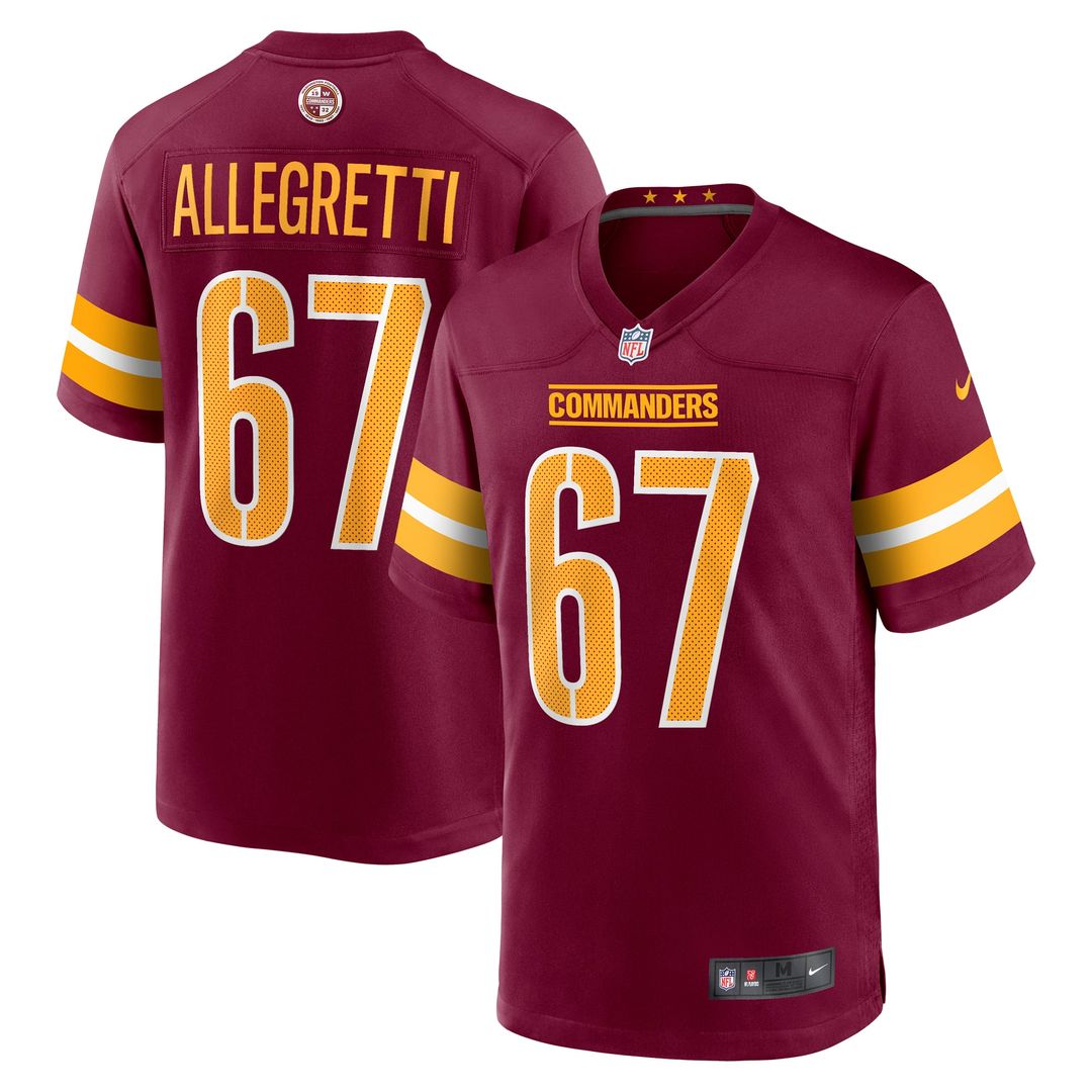 Men's Washington Commanders Nick Allegretti Burgundy Game NFL Football Jersey - view 1
