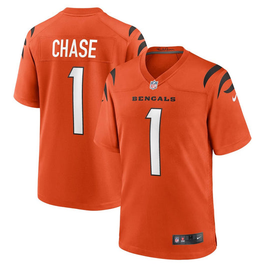 Men's Cincinnati Bengals Ja'Marr Chase Orange Alternate Game NFL Football Jersey - view 1