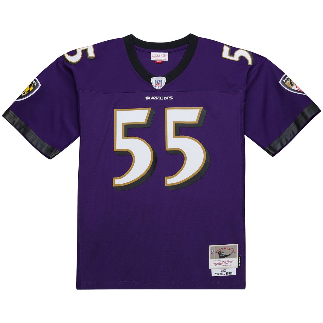 Men's Baltimore Ravens Terrell Suggs White 2003 Legacy Replica NFL Football Jersey - view 18