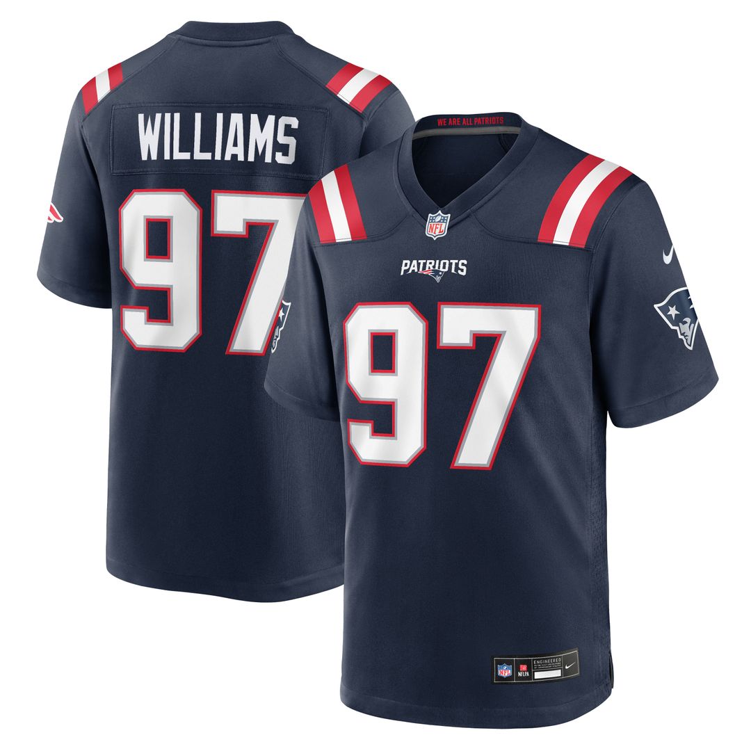 Men's New England Patriots Milton Williams Navy Team Game NFL Football Jersey - view 1